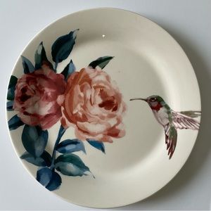 Pier 1 Imports Hummingbird Plate Ceramic 8.75” Lunch Decor birds Ruby Throated